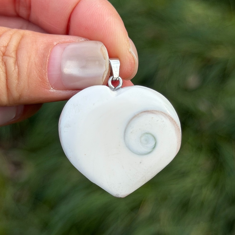 Stainless steel natural Shiva eye heart pendant‎ 1001